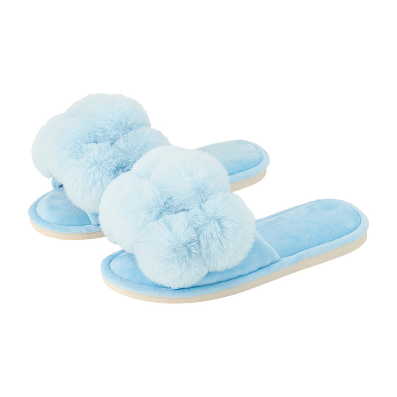 Annabel Trends - Slipper Cosy Luxe Pom Pom - Sky Lge