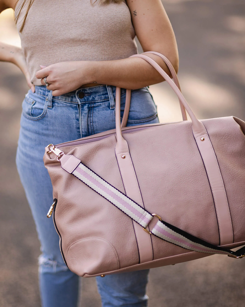 The Louenhide-Alexis Blush Stripe Strap Weekender Travel Bag