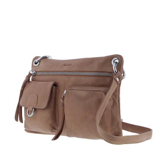 Gabee - Asher Leather Zipped Crossbody - Tan
