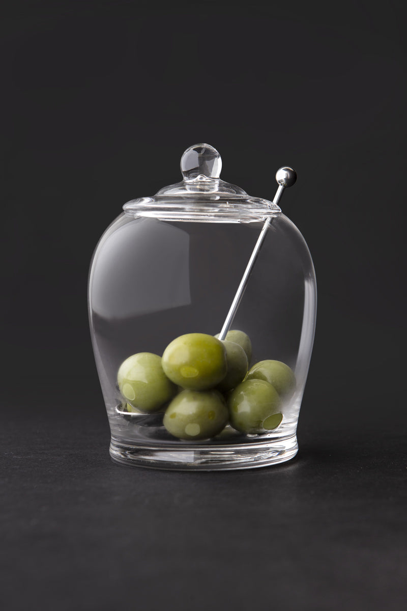 Davis & Waddell - Olive Jar W/Spoon - Clear/Stainless Steel