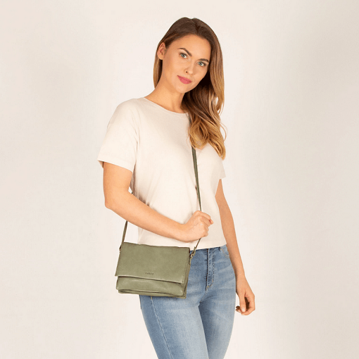 Gabee - Eloise Leather Crossbody Bag - Grey