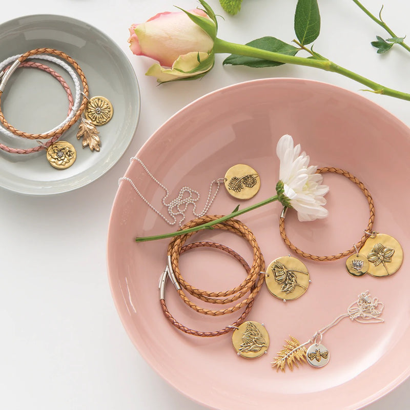 Palas - Natural Fine Leather Plaited Bracelet 19cm