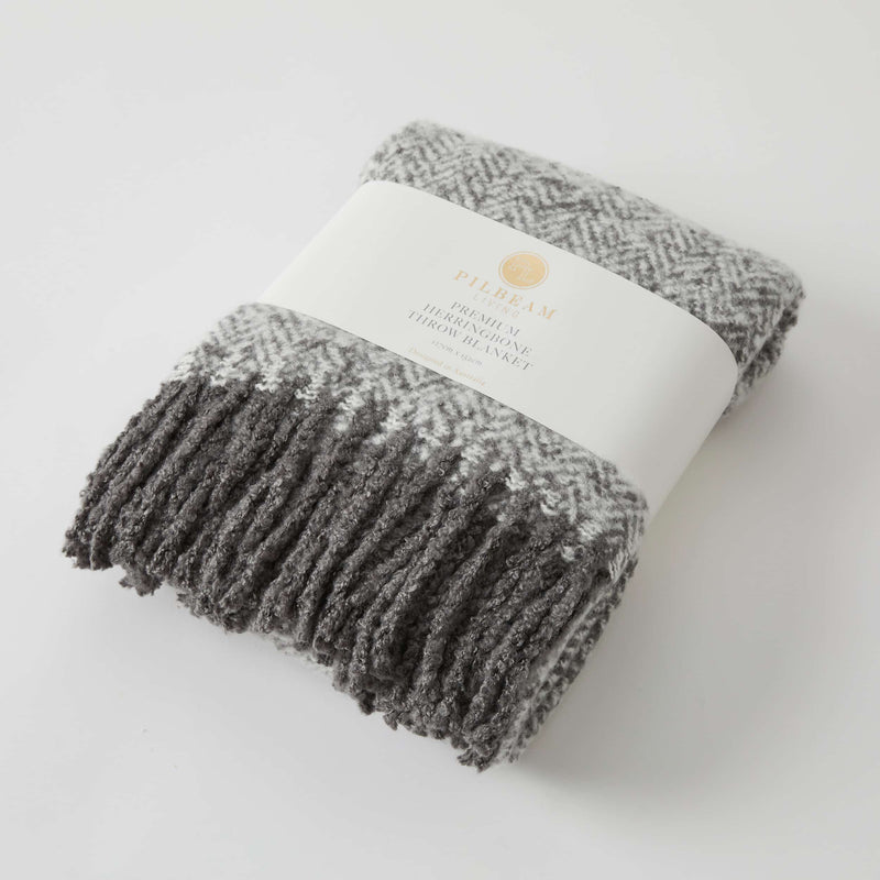 Pilbeam - Grey Herringbone Throw