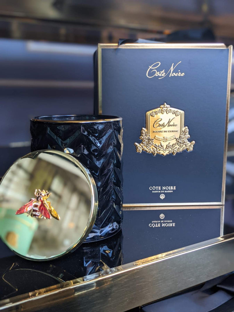 Cote Noire - Candle - Black Herringbone & Red Bee Lid