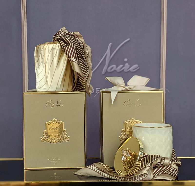 Cote Noire - Candle - Cream Herringbone & Golden Bee Lid