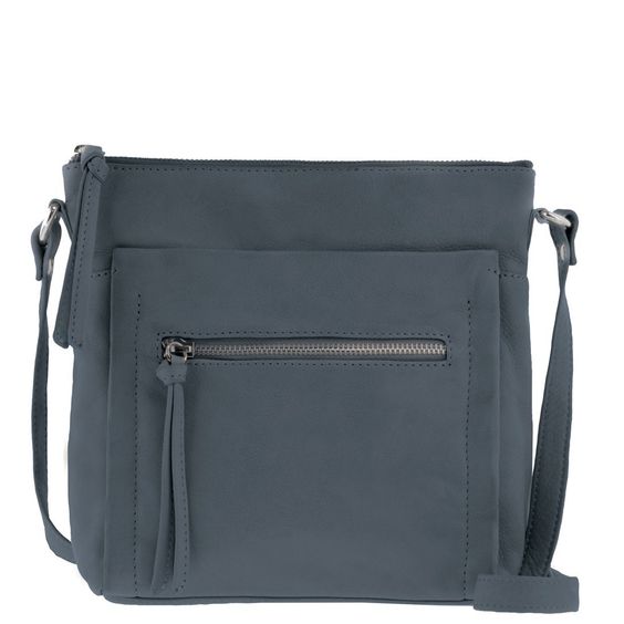 Gabee - Jacqui Leather Front Zip Crossbody - Denim