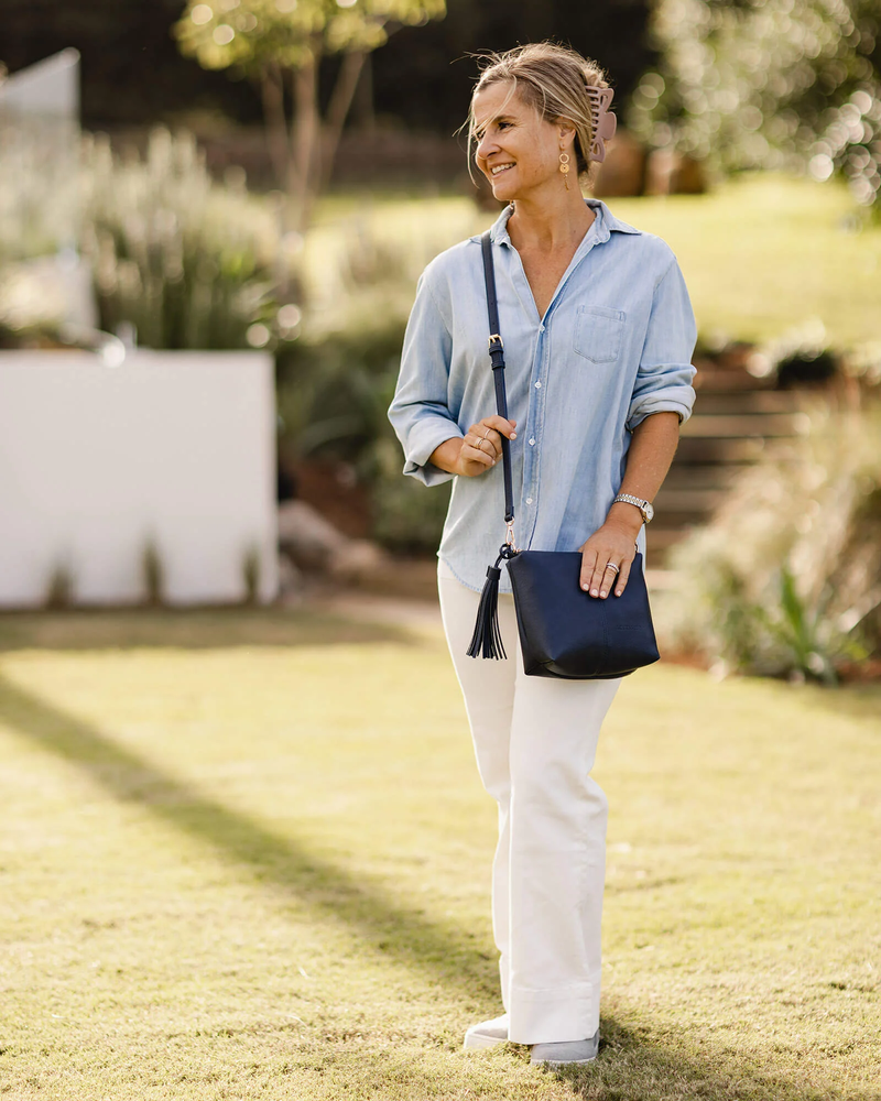 Louenhide - Kasey Crossbody Bag - Navy - Stripe Strap