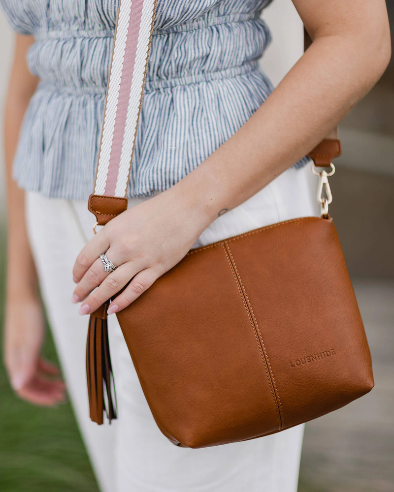 Louenhide - Kasey Crossbody Bag - Tan - Stripe Strap