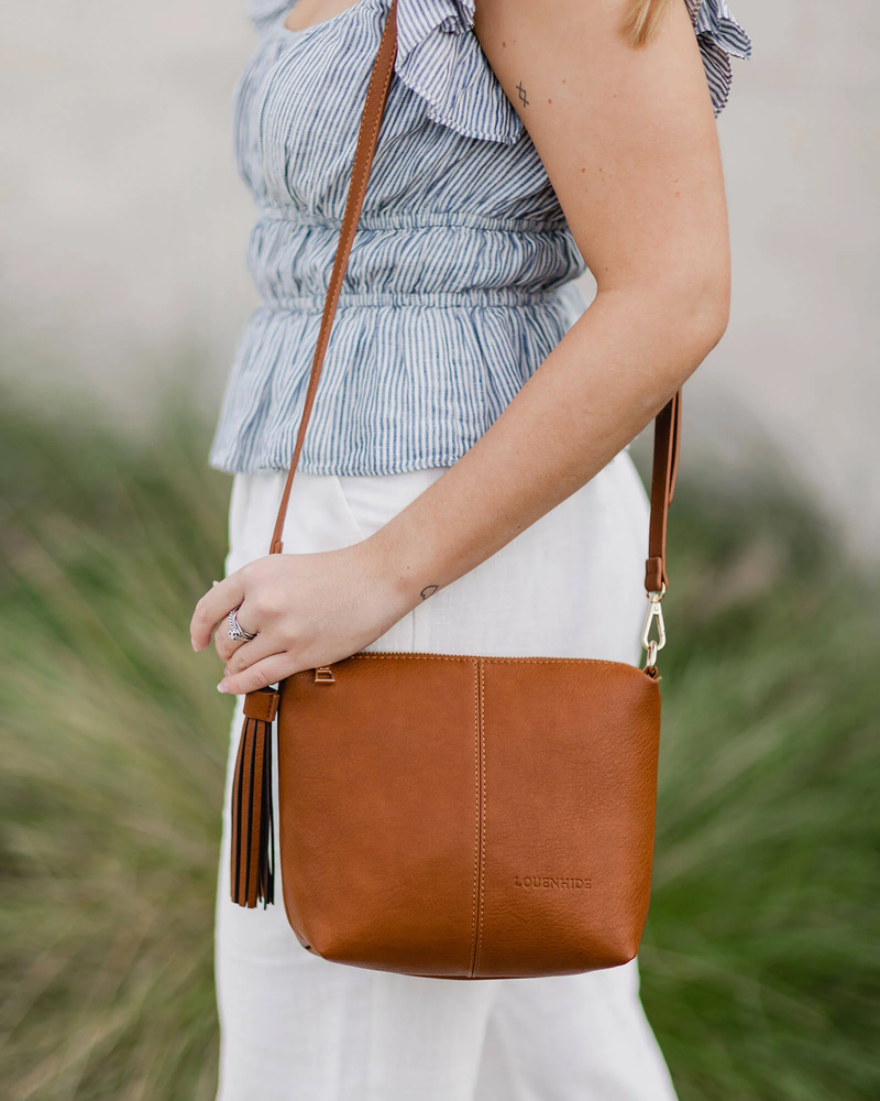 Louenhide - Kasey Crossbody Bag - Tan - Stripe Strap