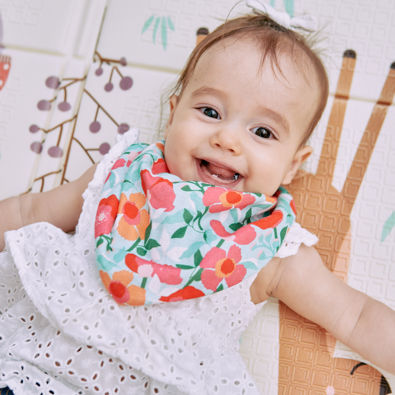Annabel Trends - Linen Bandana/Bib - Sherbet Poppies