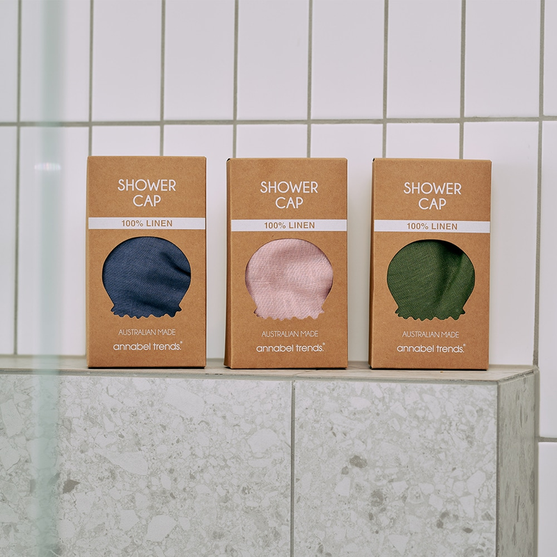 Annabel Trends - Linen Shower Cap - Pacific Blue