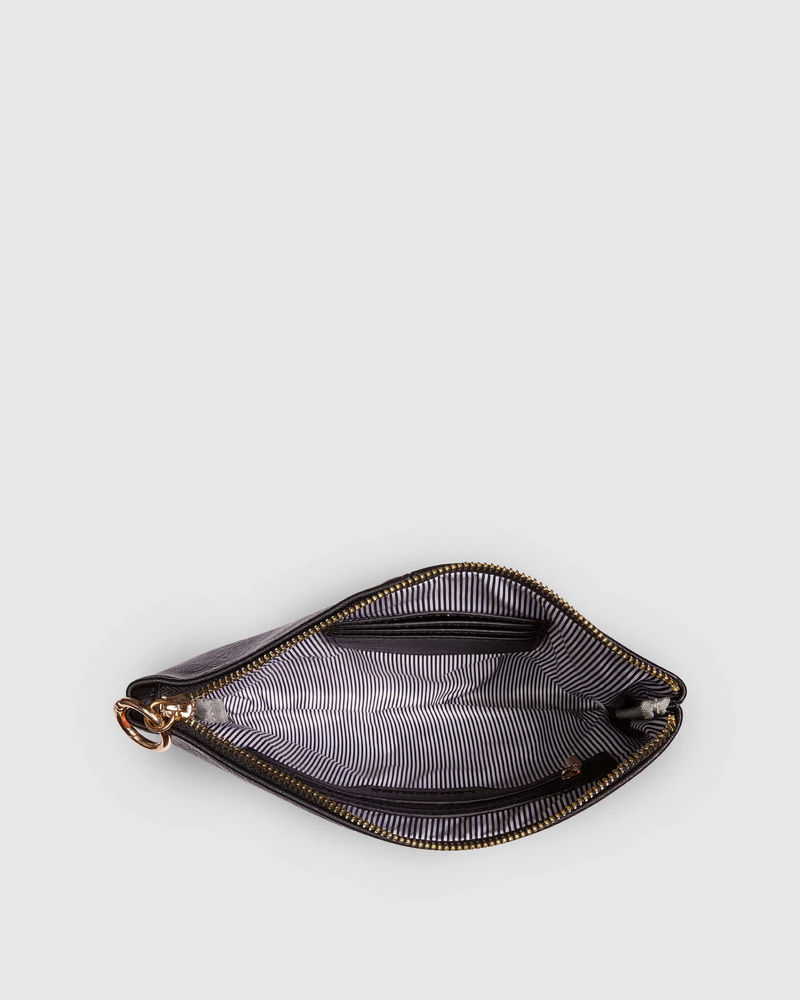 Louenhide - Molly Clutch - Black - Stripe Strap