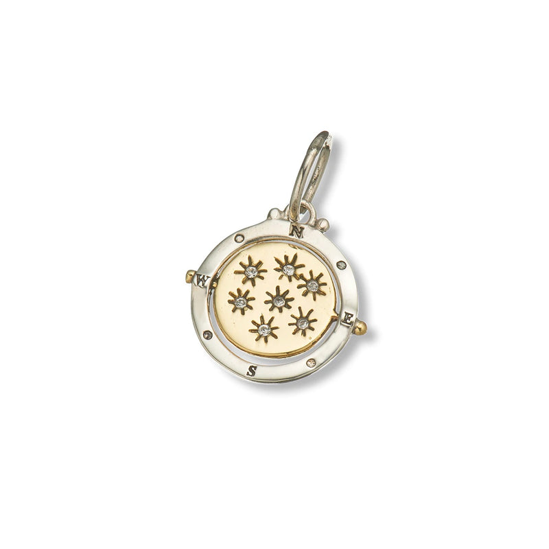 Palas - Charm - Moon & Stars - Brass, Silver & Crystals