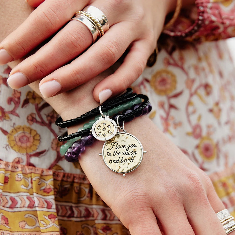 Palas - Charm - Moon & Stars - Brass, Silver & Crystals