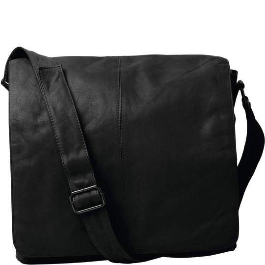 Gabee - Sam Soft Leather Flapover Satchel - Black