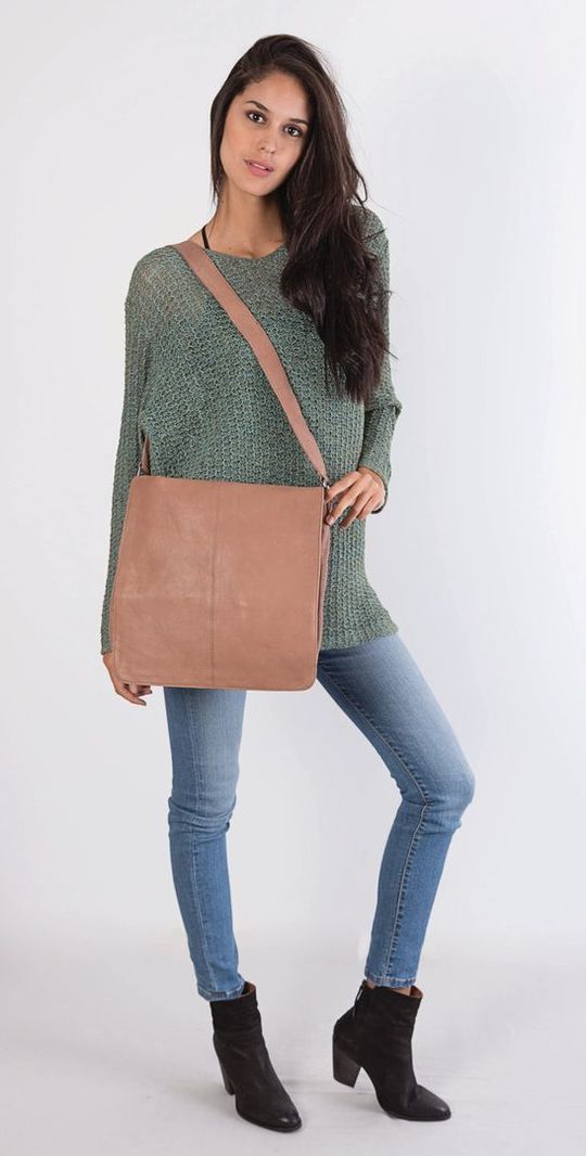 Gabee - Sam Soft Leather Flapover Satchel - Tan