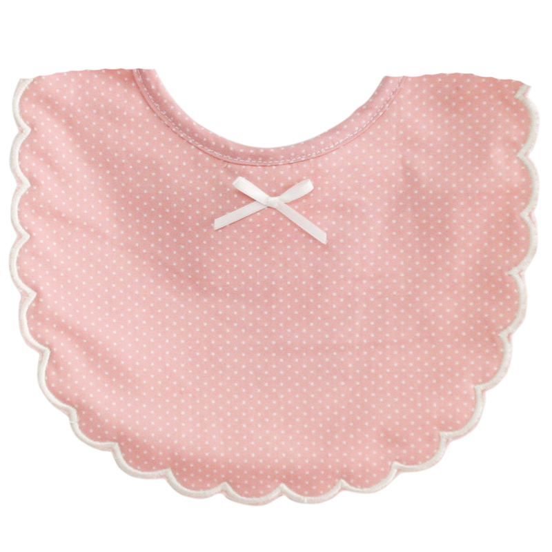 Alimrose - Scallop Edge Bib - Pink/Ivory Spot