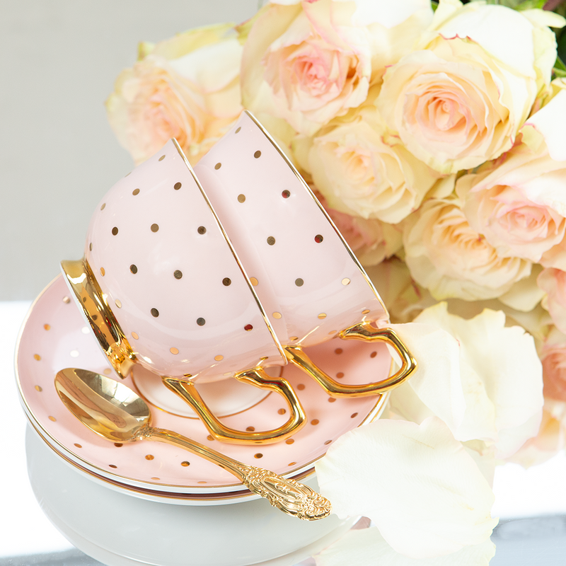 Cristina Re - Teacup & Saucer - Polka Gold Blush