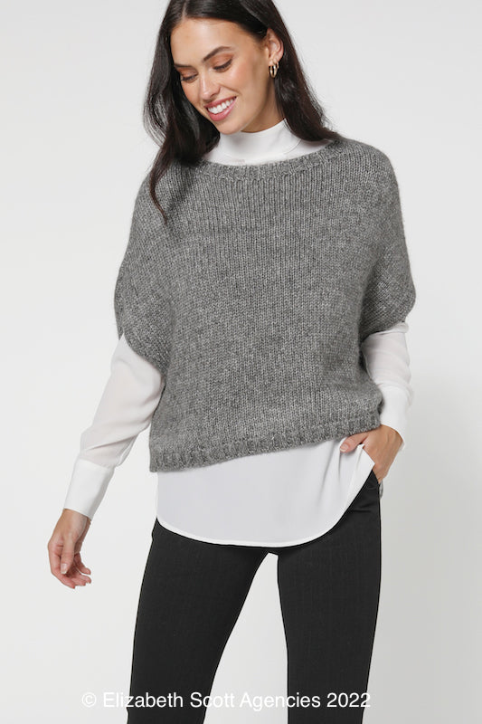 Elizabethscott - Alpaca Wool Blend Vest - Charcoal - free size
