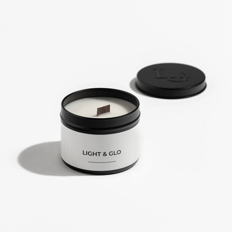 LIGHT & GLO. DESIGNS - Travel Tin Candle Black - Blk Rasp & Van