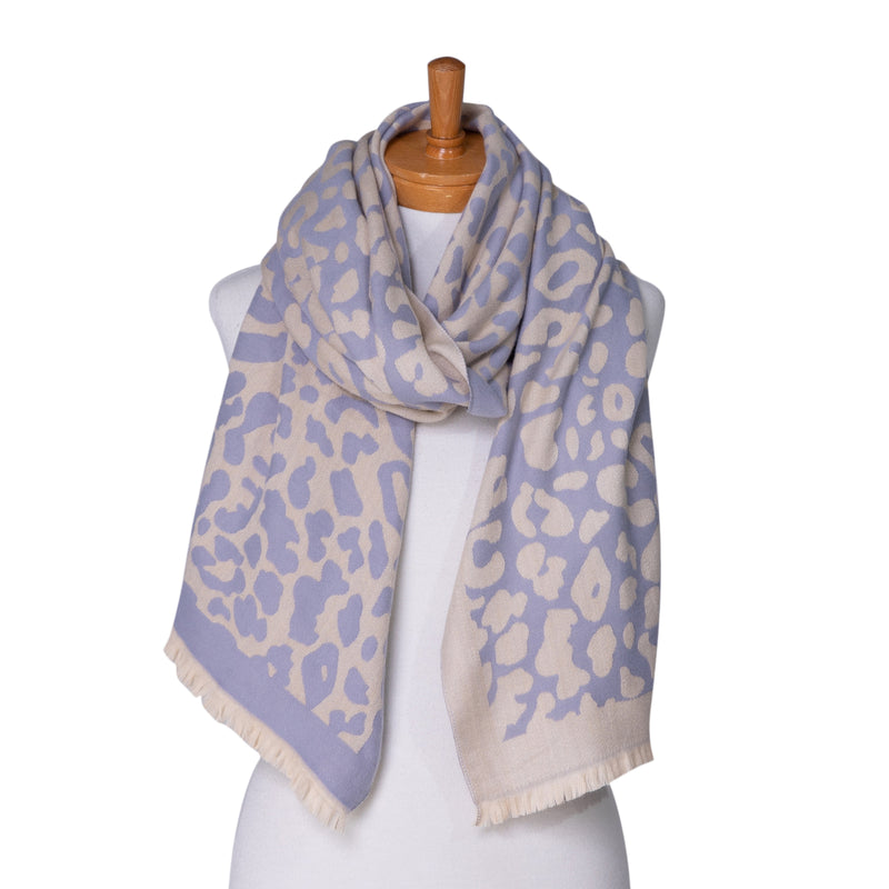Taylor Hill - Scarf - Reversible Animal Print - French Blue