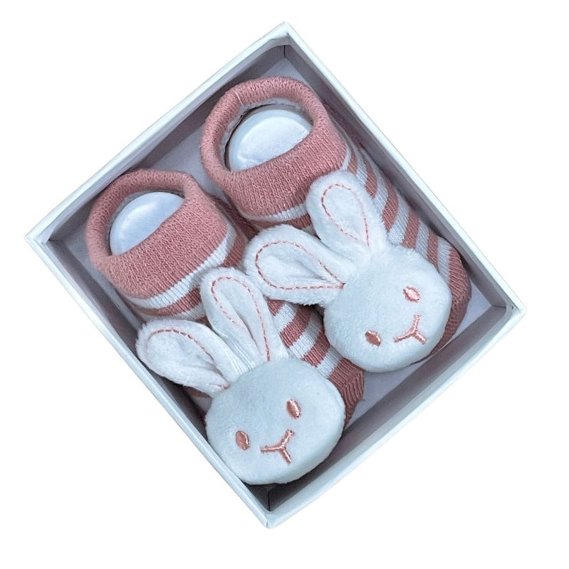 ESKIDS - Socks With Rattles - Bunny Blush 0-6m