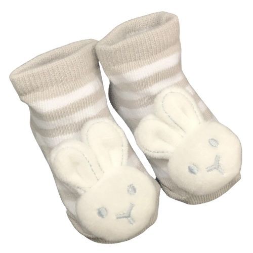 ESKIDS - Socks With Rattles - Bunny Grey 0-6m