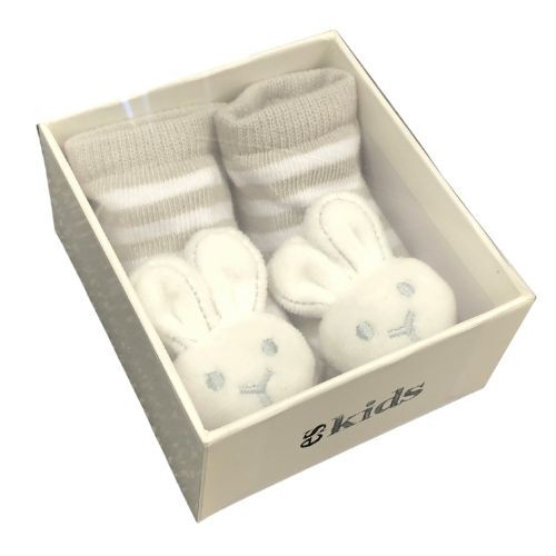 ESKIDS - Socks With Rattles - Bunny Grey 0-6m