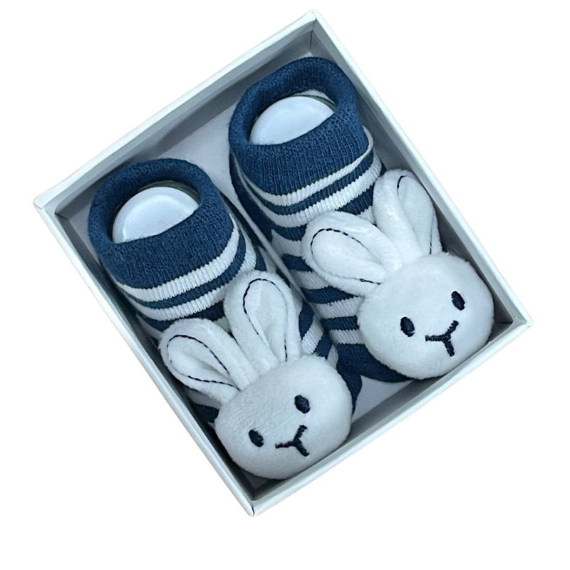 ESKIDS - Socks With Rattles - Bunny Navy 0-6m