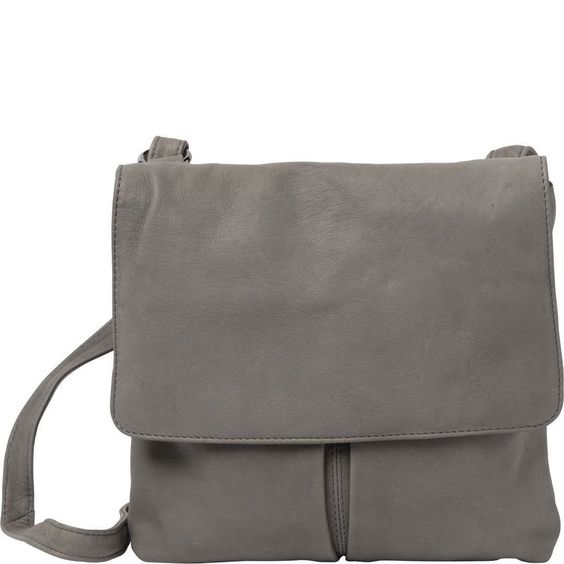 Gabee - Ava Leather Flapover Crossbody Bag - Grey