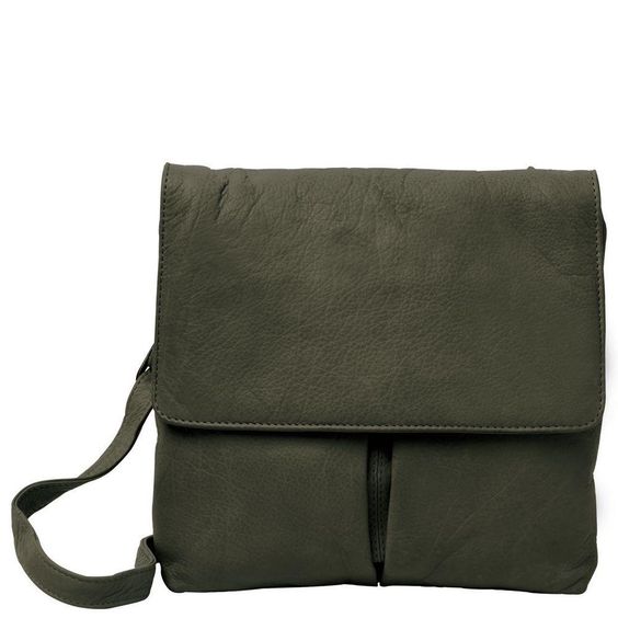 Gabee - Ava Leather Flapover Crossbody Bag - Olive