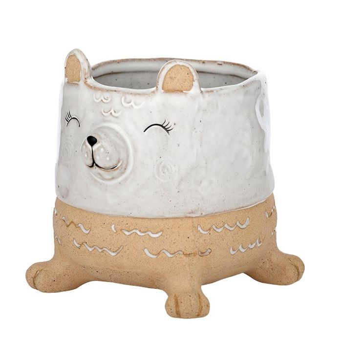 Coast to Coast - Betsy Bear Cer Pot Wht/Nat 13.5x12.5cm