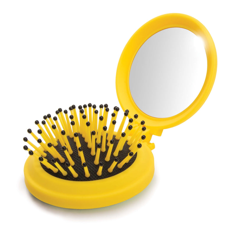 Compact Hairbrush/Mirror - Buzzing Bees