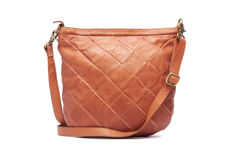 Oran - Bag - Bella Checker Cross Body - Cognac