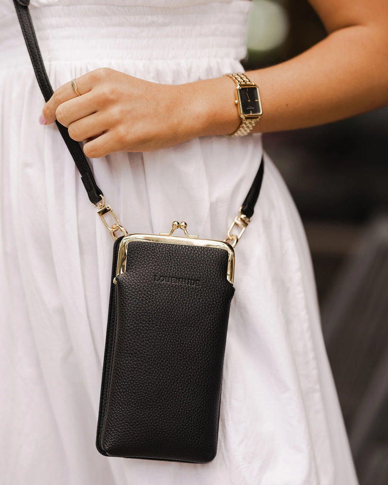 The Louenhid Billie Black Crossbody Phone Bag Black