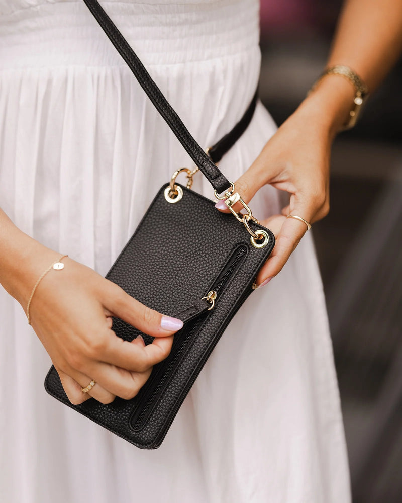 The Louenhid Billie Black Crossbody Phone Bag Black