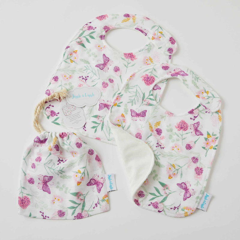 Jiggle & Giggle - Muslin Bib 2pk - Butterfly