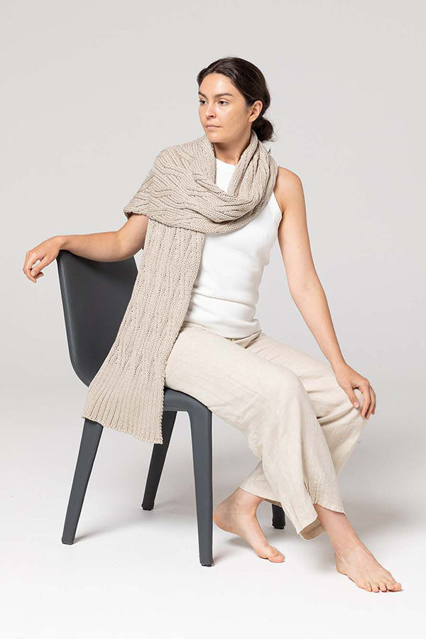 Indus - Chunky Cable Knit Scarf - Stone