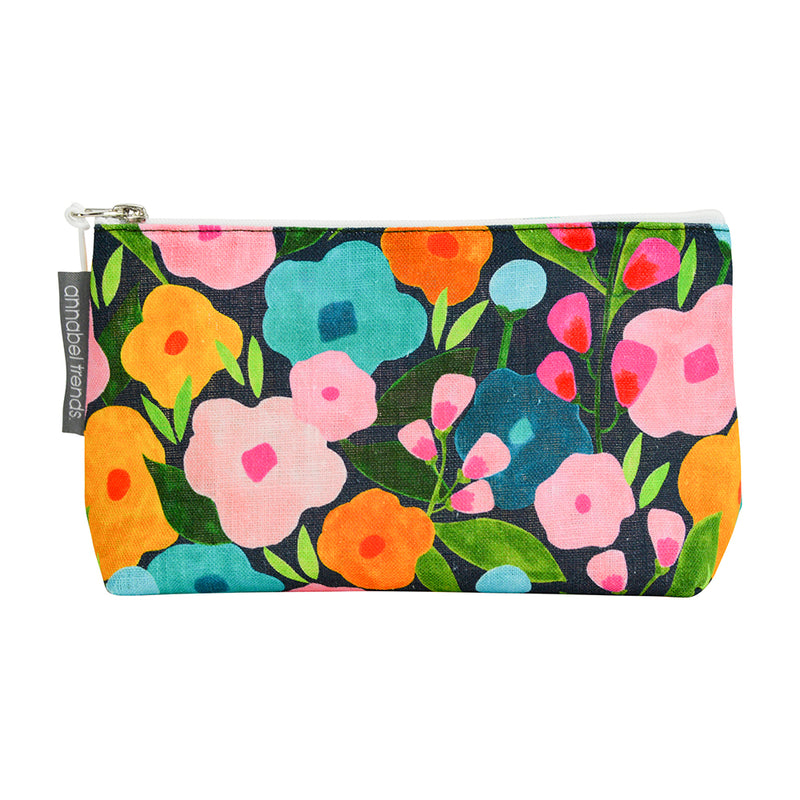 Annabel Trends - Linen Cosmetic Bag - Spring Blooms - Small