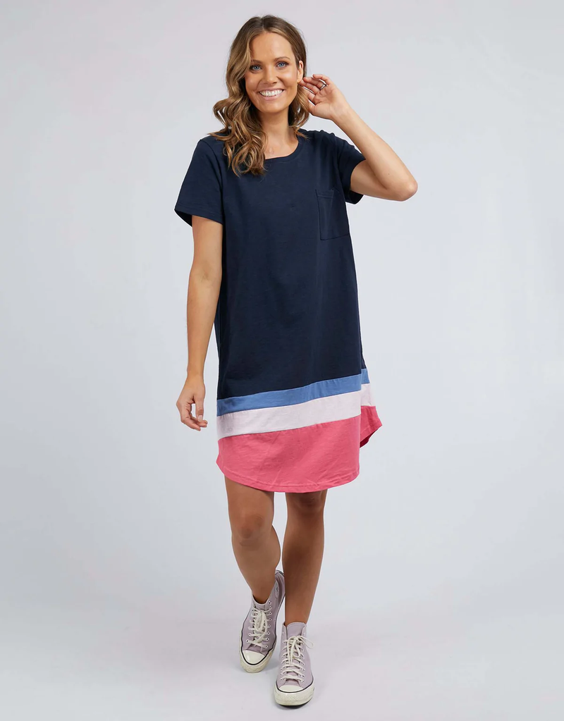 Elm - Diverge Tee Dress - Dark Sapphire/Blossom/Watermelon