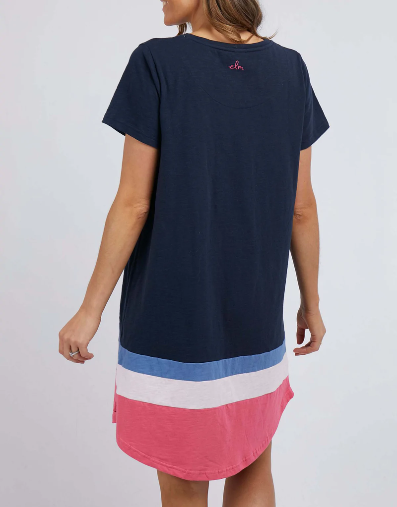 Elm - Diverge Tee Dress - Dark Sapphire/Blossom/Watermelon