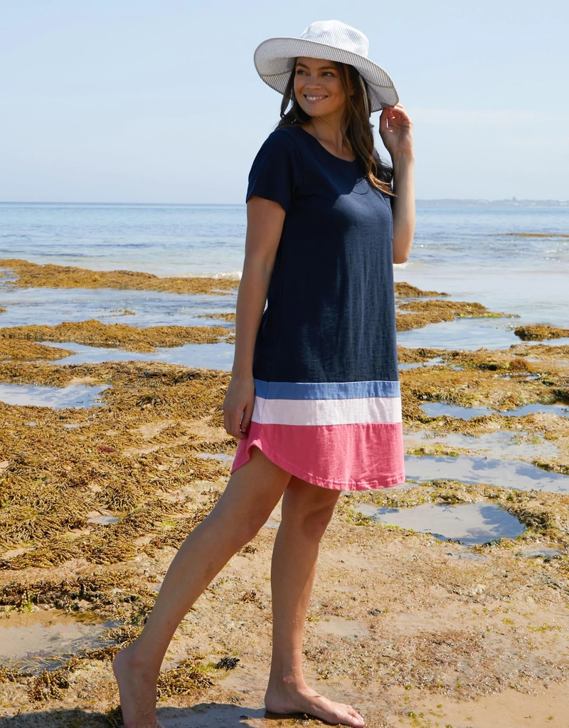 Elm - Diverge Tee Dress - Dark Sapphire/Blossom/Watermelon
