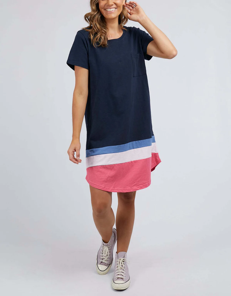 Elm - Diverge Tee Dress - Dark Sapphire/Blossom/Watermelon