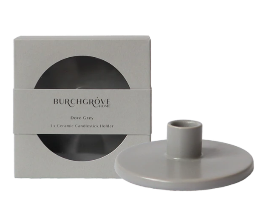 Burchgrove - Ceramic Candlestick Holder - Dove Grey