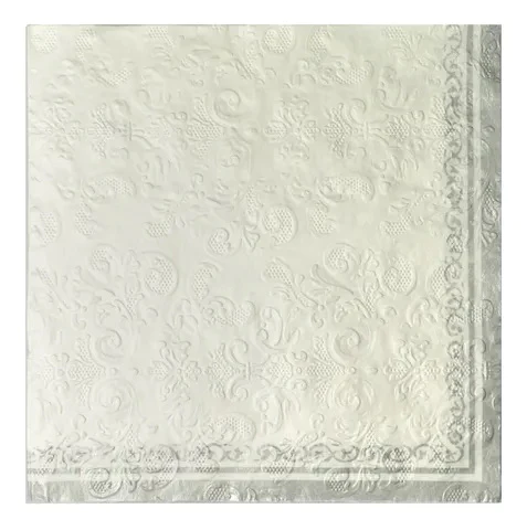 Coast to Coast - Embossed Napkin 20pk - Silver/White