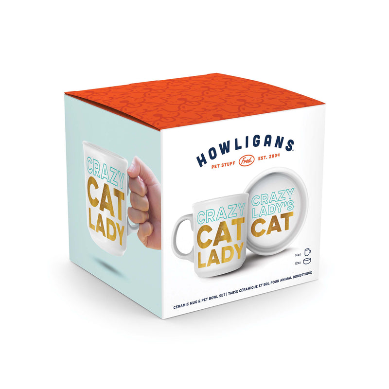 Howligans - Mug & Cat Bowl Set - Crazy Cat Lady