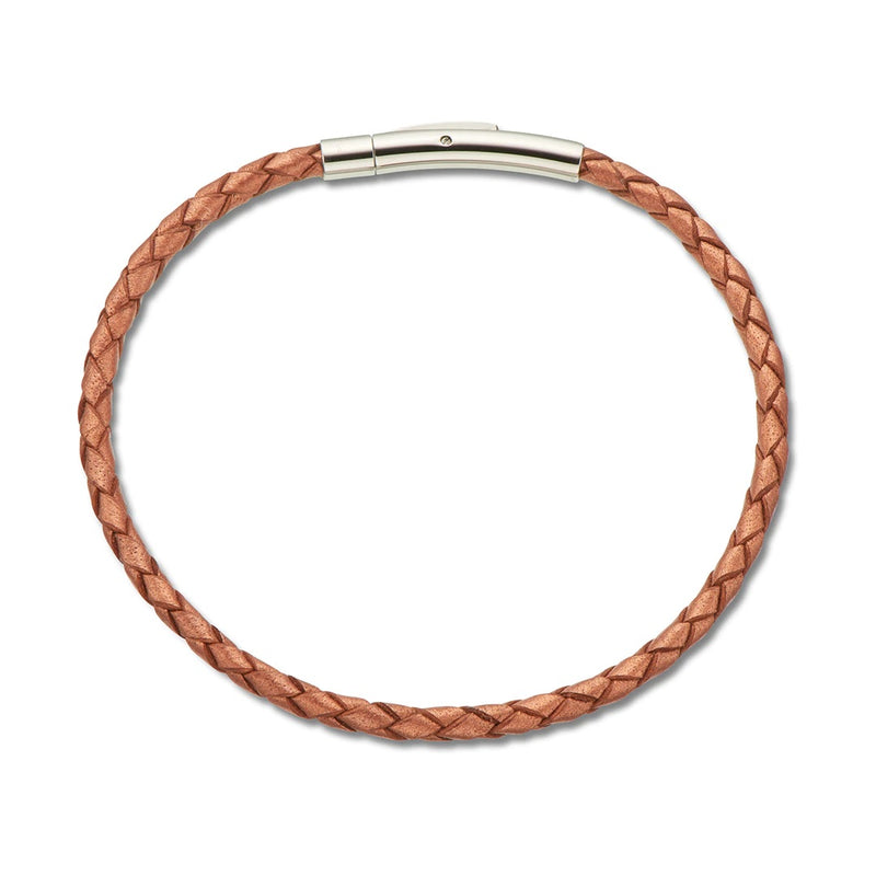 Palas - Natural Fine Leather Plaited Bracelet 19cm