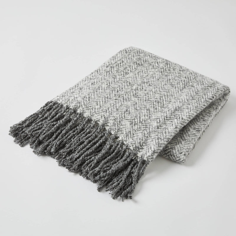 Pilbeam - Grey Herringbone Throw