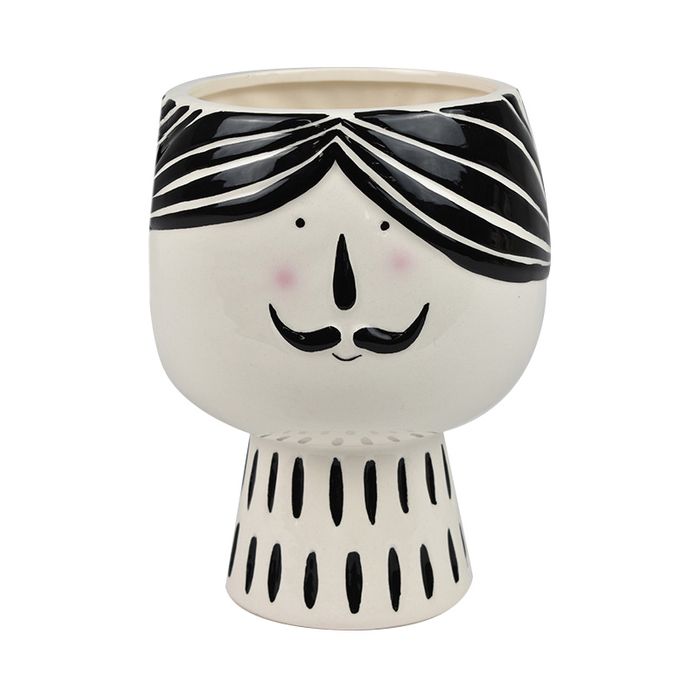 Coast to Coast - Gjuy Ceramic Pot White/Black 11.5x15
