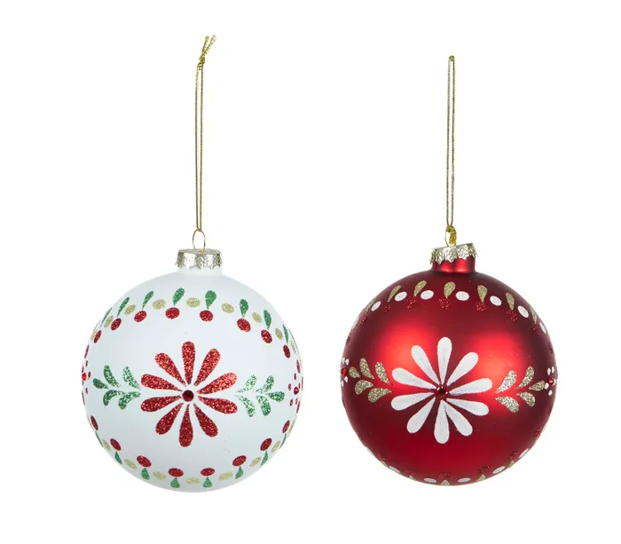 Coast to Coast - 10cm Glass Bauble Red White